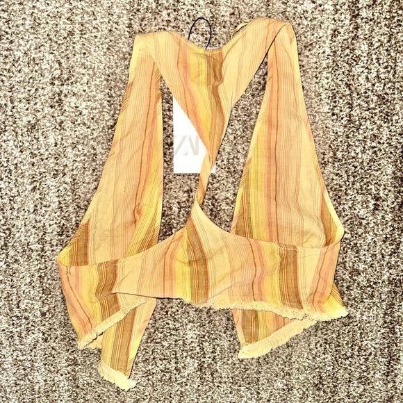 ZARA Women's Yellow Knit Tied Camisole Tank Top NWT Size XS - Picture 8 of 8